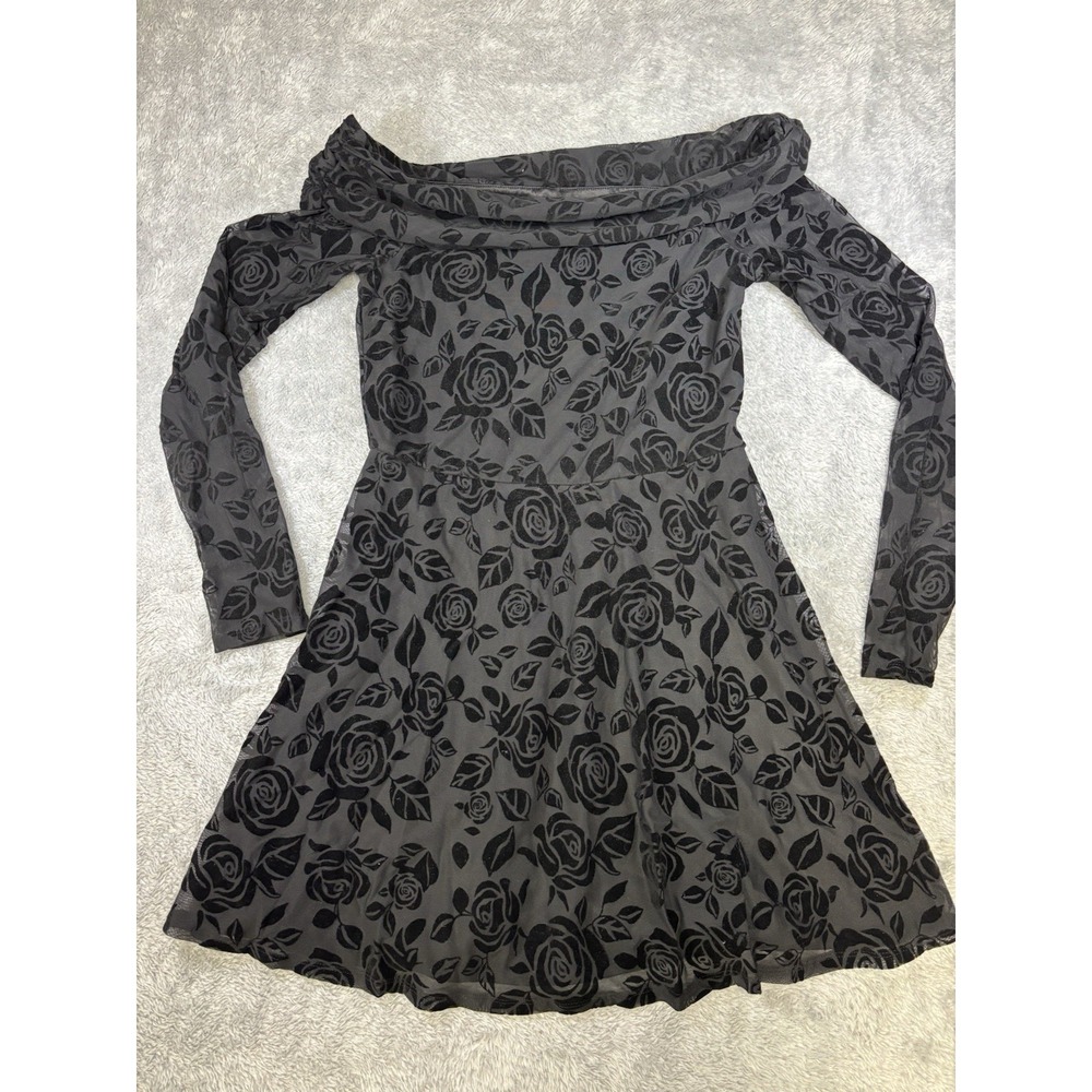Black dress Women's Off Shoulder Velvet Burnout Whimsy goth Size M 0748